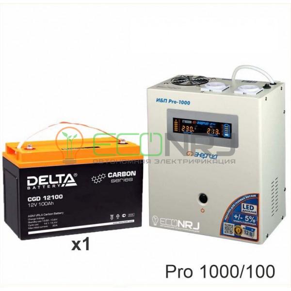 Инвертор (ИБП) Энергия PRO-1000 + Аккумуляторная батарея Delta CGD 12100