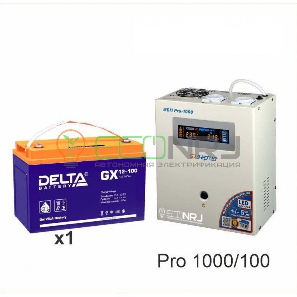 Инвертор (ИБП) Энергия PRO-1000 + Аккумуляторная батарея Delta GX 12100