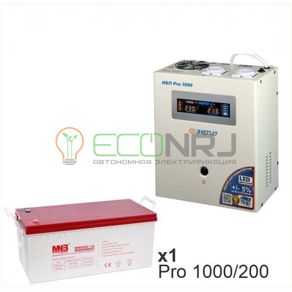 Инвертор (ИБП) Энергия PRO-1000 + Аккумуляторная батарея MNB MМ200-12