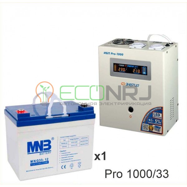 Инвертор (ИБП) Энергия PRO-1000 + Аккумуляторная батарея MNB MNG33-12