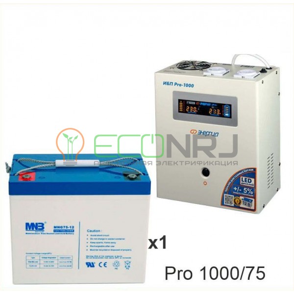 Инвертор (ИБП) Энергия PRO-1000 + Аккумуляторная батарея MNB MNG75-12