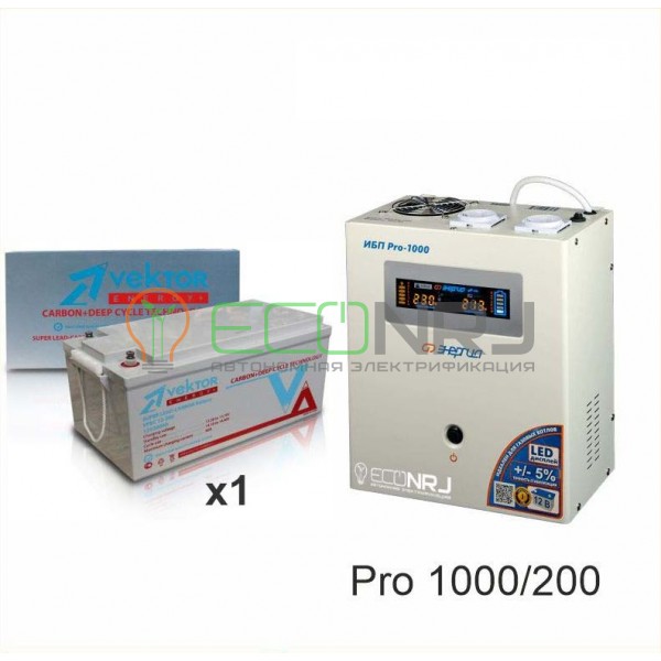 Инвертор (ИБП) Энергия PRO-1000 + Аккумуляторная батарея Vektor VPbC 12-200
