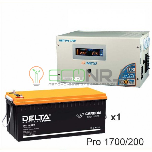 Инвертор (ИБП) Энергия PRO-1700 + Аккумуляторная батарея Delta CGD 12200