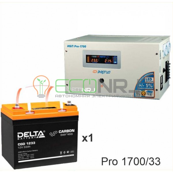 Инвертор (ИБП) Энергия PRO-1700 + Аккумуляторная батарея Delta CGD 1233
