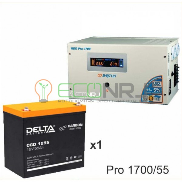 Инвертор (ИБП) Энергия PRO-1700 + Аккумуляторная батарея Delta CGD 1255