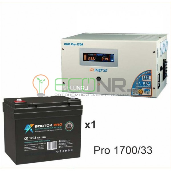 Инвертор (ИБП) Энергия PRO-1700 + Аккумуляторная батарея ВОСТОК PRO СК-1233