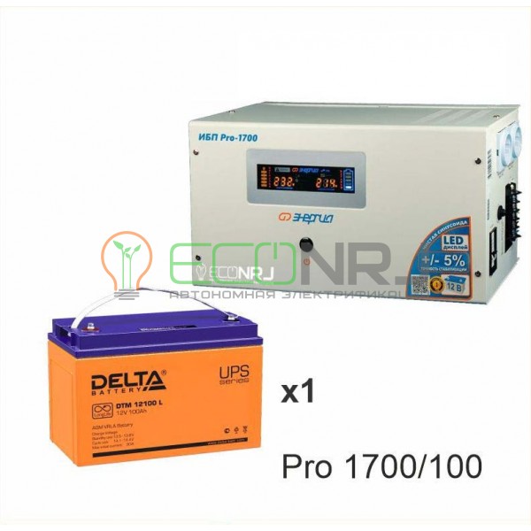 Инвертор (ИБП) Энергия PRO-1700 + Аккумуляторная батарея Delta DTM 12100 L