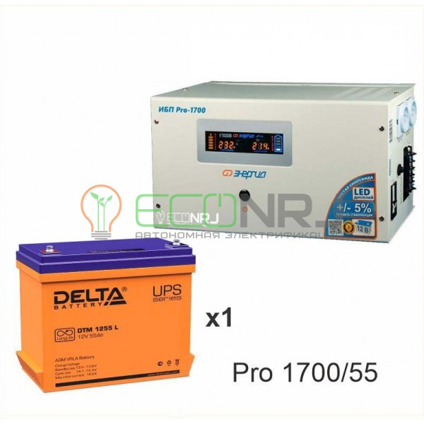 Инвертор (ИБП) Энергия PRO-1700 + Аккумуляторная батарея Delta DTM 1255 L