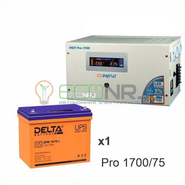 Инвертор (ИБП) Энергия PRO-1700 + Аккумуляторная батарея Delta DTM 1275 L