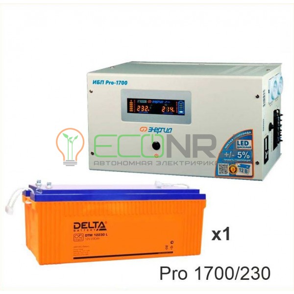 Инвертор (ИБП) Энергия PRO-1700 + Аккумуляторная батарея Delta DTM 12230 L