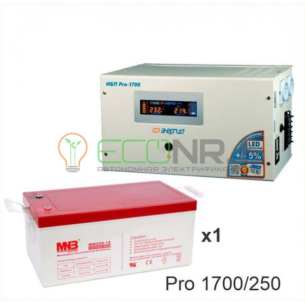 Инвертор (ИБП) Энергия PRO-1700 + Аккумуляторная батарея MNB MМ250-12