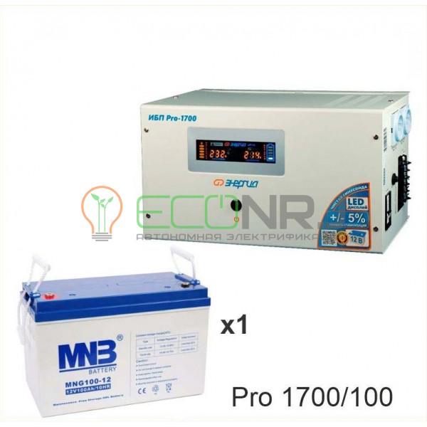 Инвертор (ИБП) Энергия PRO-1700 + Аккумуляторная батарея MNB MNG100-12
