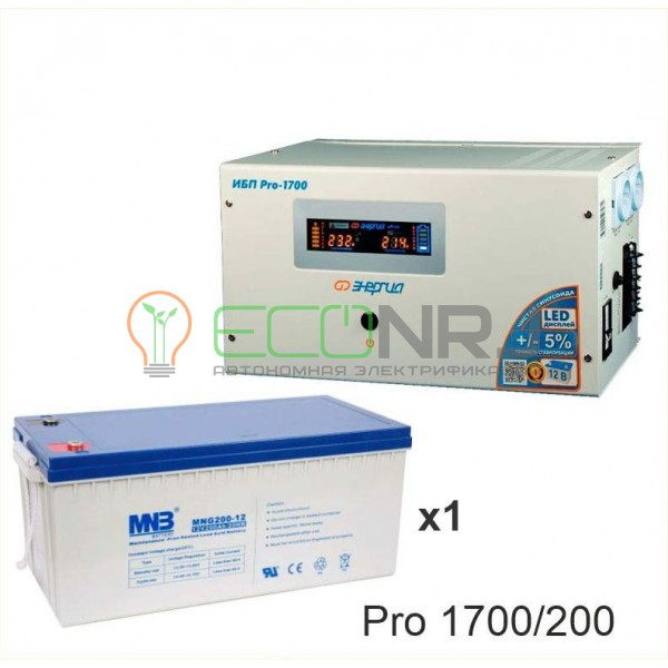 Инвертор (ИБП) Энергия PRO-1700 + Аккумуляторная батарея MNB MNG200-12