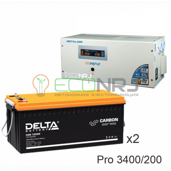 Инвертор (ИБП) Энергия PRO-3400 + Аккумуляторная батарея Delta CGD 12200