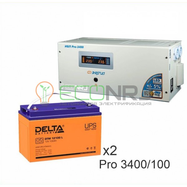 Инвертор (ИБП) Энергия PRO-3400 + Аккумуляторная батарея Delta DTM 12100 L