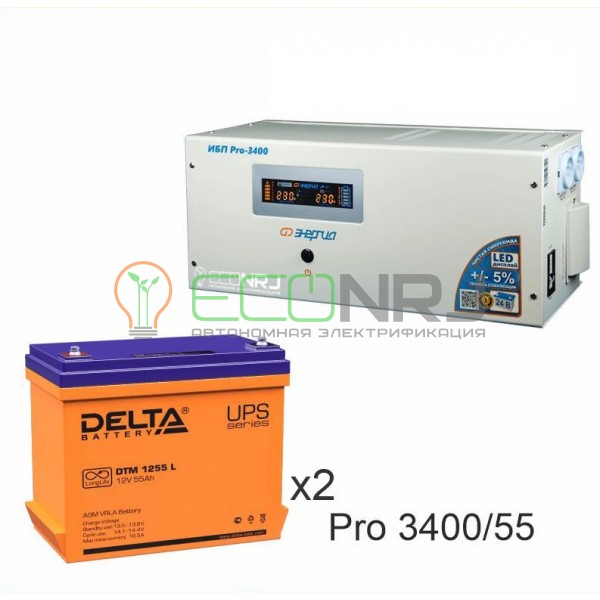 Инвертор (ИБП) Энергия PRO-3400 + Аккумуляторная батарея Delta DTM 1255 L