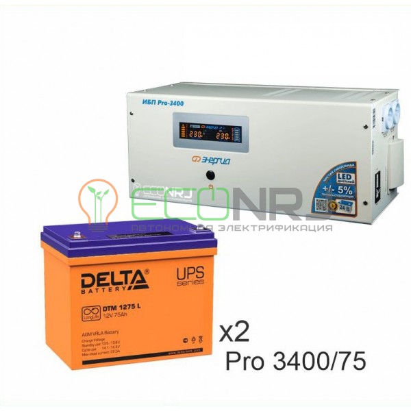 Инвертор (ИБП) Энергия PRO-3400 + Аккумуляторная батарея Delta DTM 1275 L