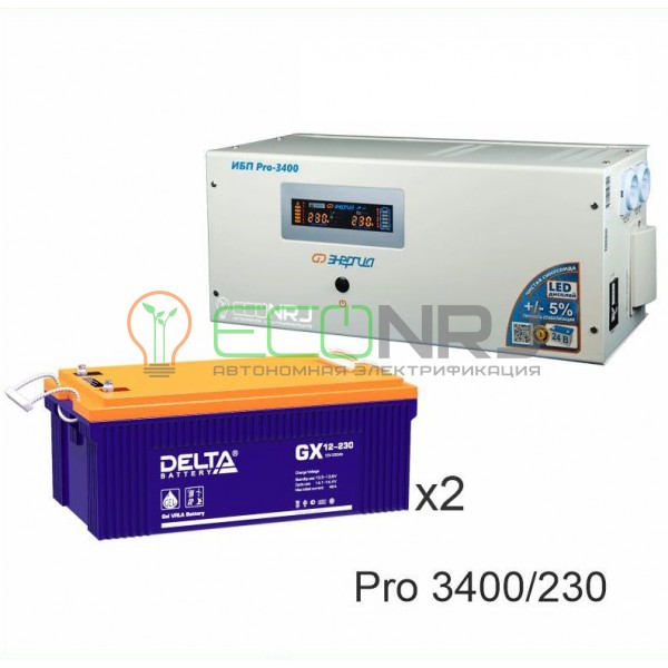 Инвертор (ИБП) Энергия PRO-3400 + Аккумуляторная батарея Delta GX 12230