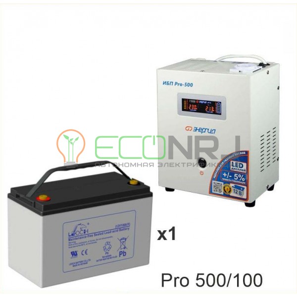 Инвертор (ИБП) Энергия PRO-500 + Аккумуляторная батарея LEOCH DJM12100