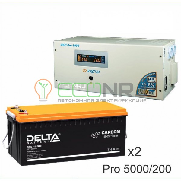 Инвертор (ИБП) Энергия PRO-5000 + Аккумуляторная батарея Delta CGD 12200