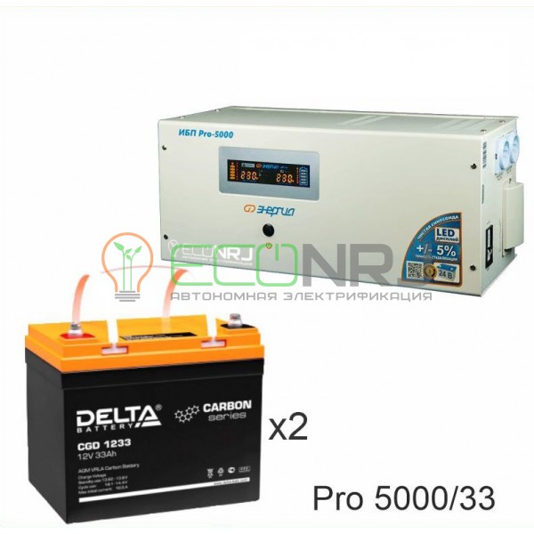 Инвертор (ИБП) Энергия PRO-5000 + Аккумуляторная батарея Delta CGD 1233