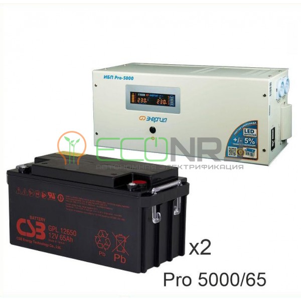 Инвертор (ИБП) Энергия PRO-5000 + Аккумуляторная батарея CSB GPL12650