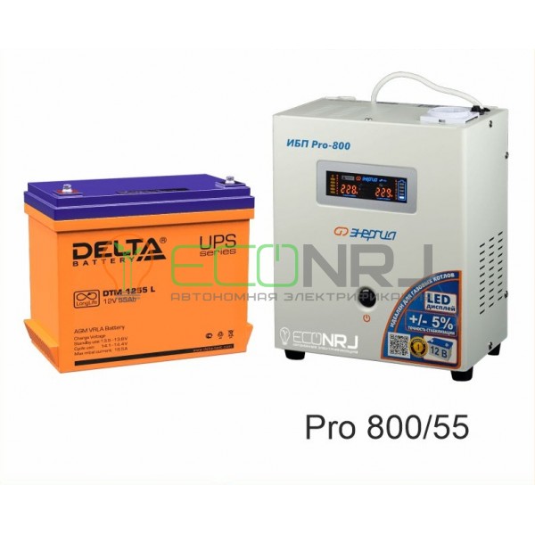 Инвертор (ИБП) Энергия PRO-800 + Аккумуляторная батарея Delta DTM 1255 L