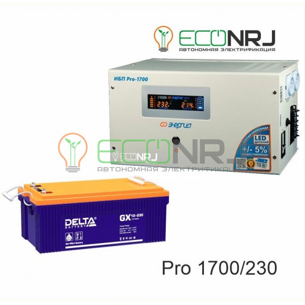 Инвертор (ИБП) Энергия PRO-1700 + Аккумуляторная батарея Delta GX 12-230